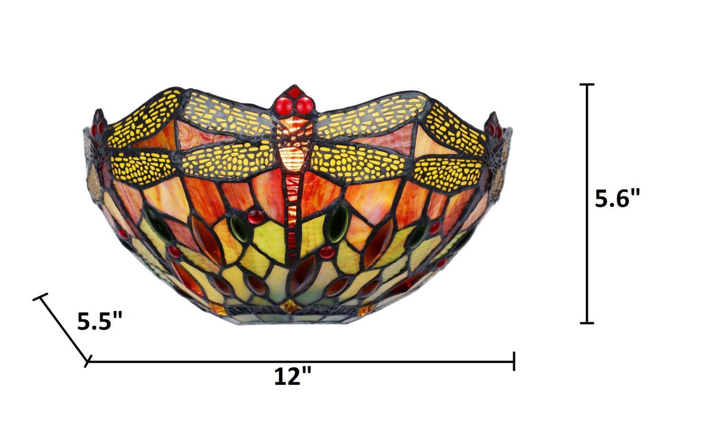 Chloe Lighting Empress Dragonfly Tiffany-Style Dark Bronze 1 Light Wall Sconce 12" Wide, Multicolor