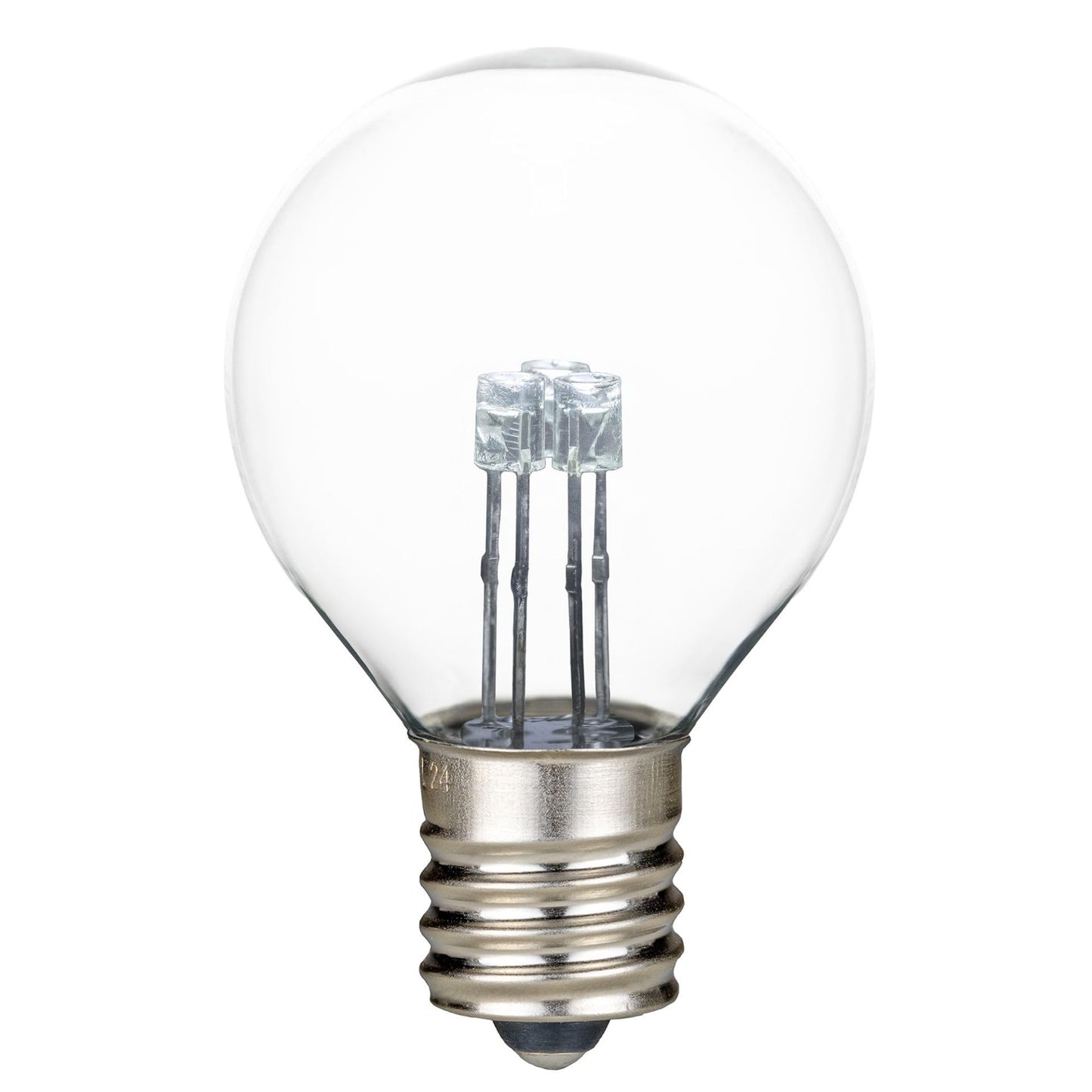 Novelty Lights 25 Pack G30 Glass LED Globe Bulbs, String Light Replacement Bulbs, E12 Candelabra Base, Energy Efficient Outdoor Patio Lighting, Pure