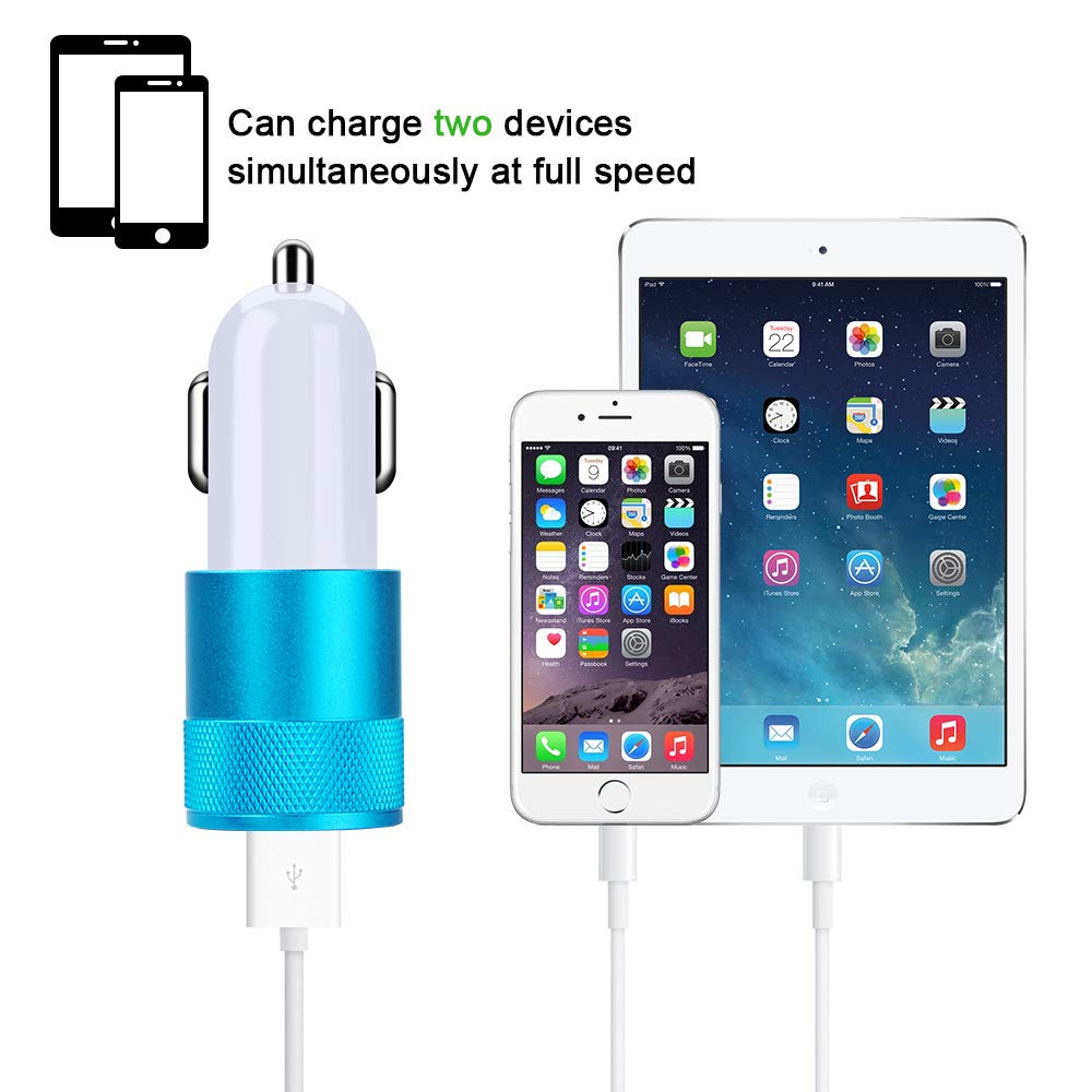 Car Charger, Sicodo 3.4A 2 Pack USB Smart Port Charger Compatible with iPhone 17 16 15 14 13 12 SE X 11 Pro, Pro Max, Plus, Samsung Galaxy S26 S25 S24