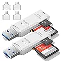 2PCS SD Card Reader with Type C & Micro USB Adapter USB3.0, 5Gbps 2-in-1 Phone Card Reader to USB Adapter, Memory Card Reader Compatible with iPhone