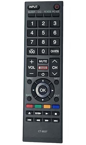 ALLIMITY CT-8037 Replaced Remote Control Fit for Toshiba TV 40L3400 40L3400U 50L3400 50L3400U 58L5400 58L5400U 58L5400UC 65L5400 65L5400U 65L5400UC
