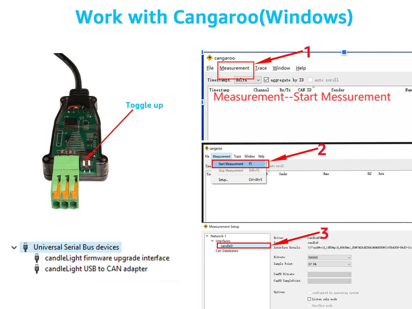 DSD TECH SH-C30L USB to CAN Bus Adapter Base on Canable Support SocketCAN Cangaroo(39CM/1.28FT)