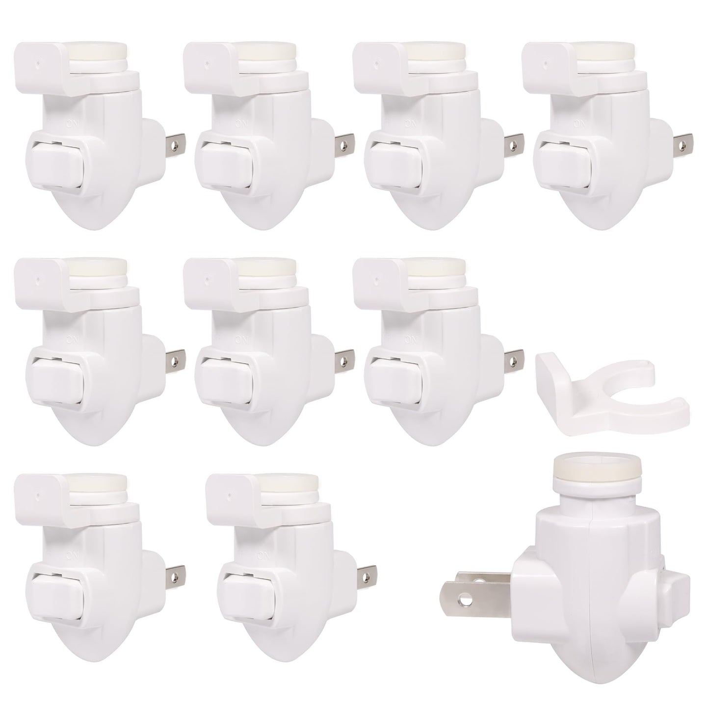 Deridi Plug in Night Light Module Socket with ON/Off Switch with Shade Mounting Clip for Decoration for Your Night Light (10Pack)