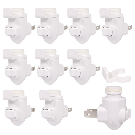 Deridi Plug in Night Light Module Socket with ON/Off Switch with Shade Mounting Clip for Decoration for Your Night Light (10Pack)