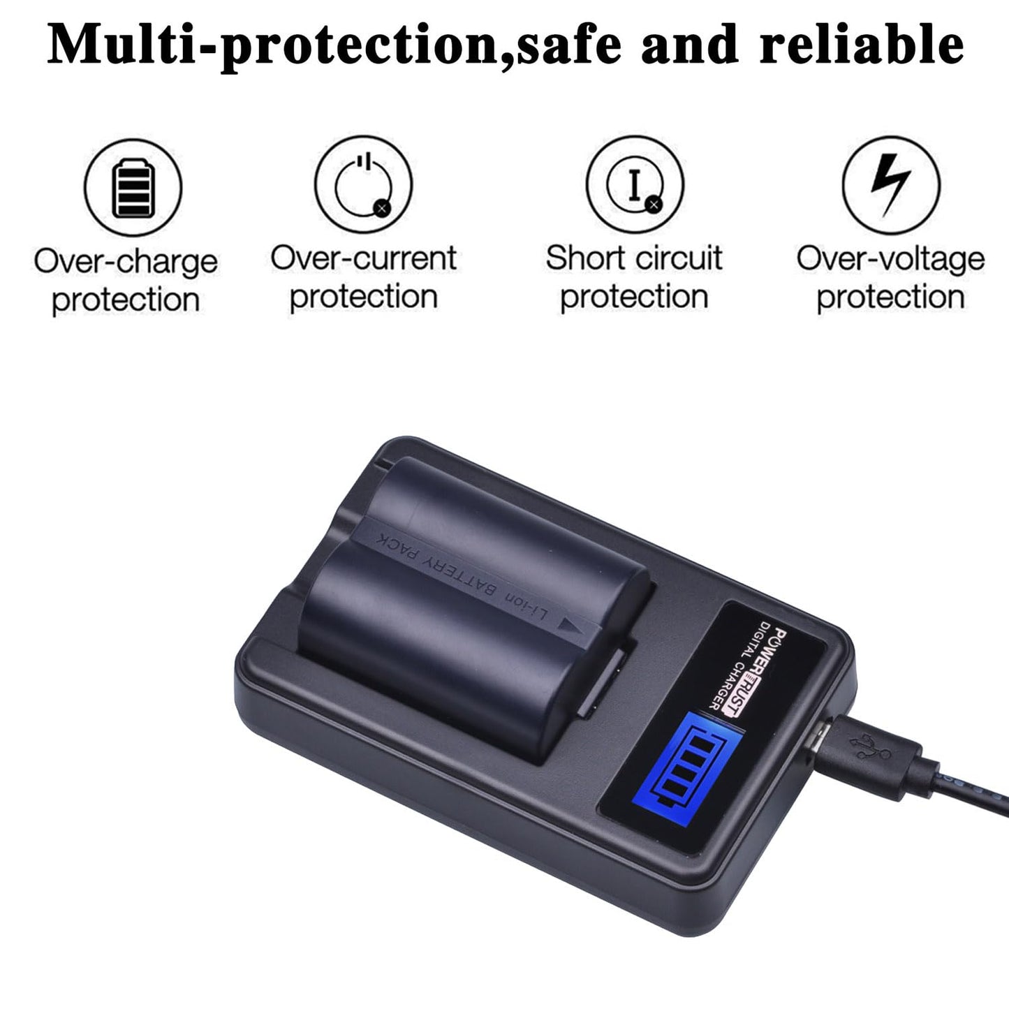 PowerTrust 2 Pack CGA-S006 CGR S006 S006E S006A S006 DMW-BMA7 DMW BMA7 Battery + LCD USB Charger for Panasonic DMC FZ7 FZ8 FZ18 FZ28 FZ30 FZ35
