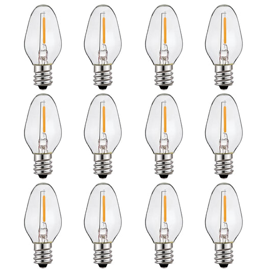 ZwwYvv LED Night Light Bulbs,C7 0.4 Watt Decorative Light Bulbs for Window Candles/String Lights/Night Lights,Waterproof, Warm White,12 Pack