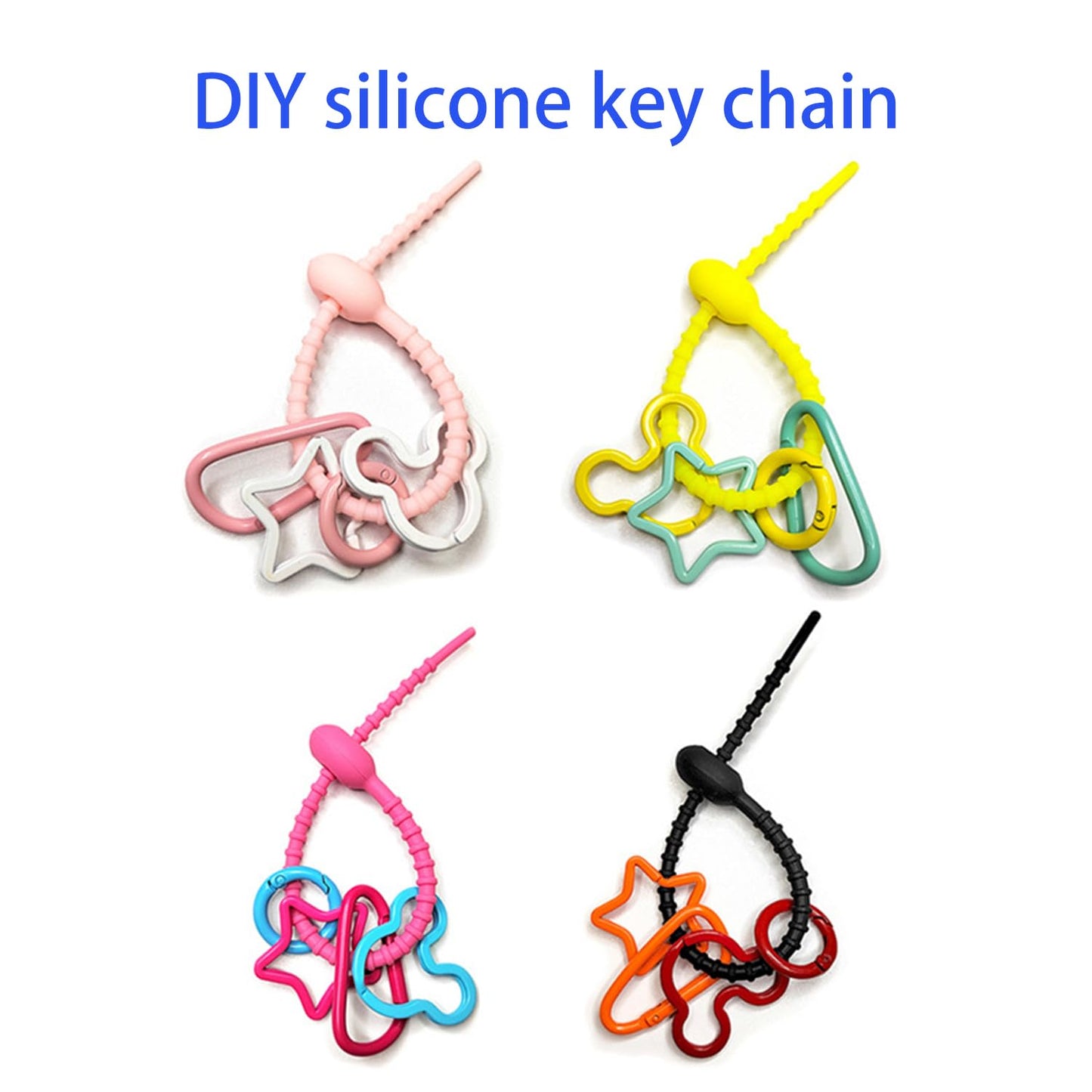 Qishing Reusable Colorful Silicone Zip Ties, Durable Cable Ties, All-Purpose Silicone Cords (16pcs)