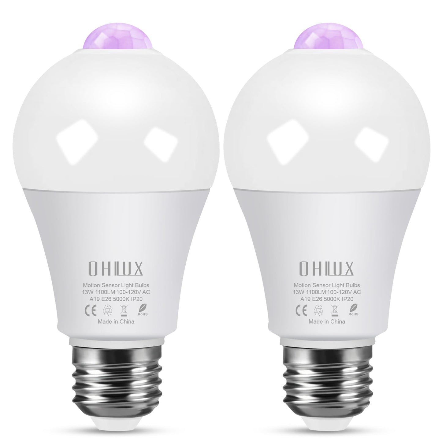 Motion Sensor LED Light Bulbs Outdoor, 13W(100W Equivalent) Dusk to Dawn Sensor Bulb PIR Infrared Motion Activated 5000K E26 A19 Auto On Security Bulb