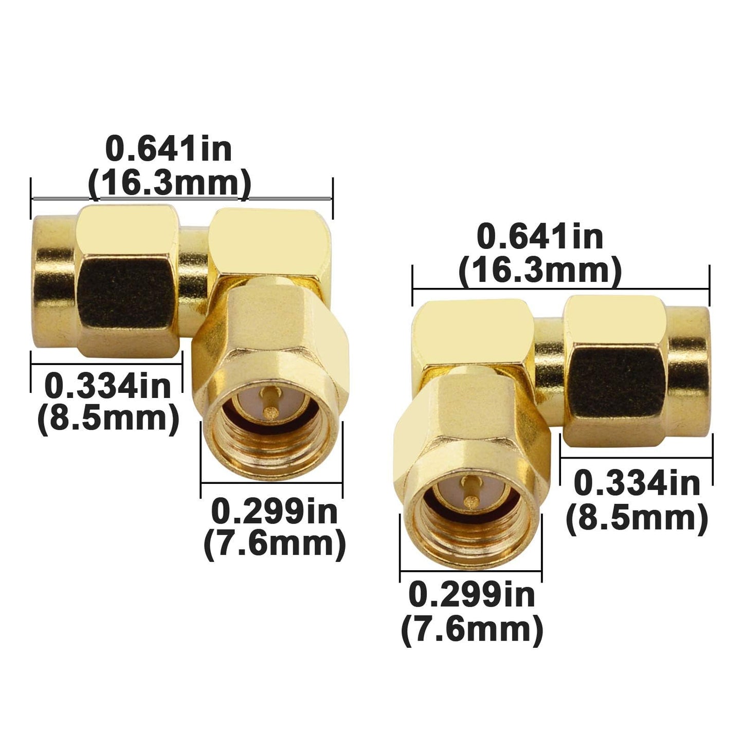 Boobrie SMA Coax Adapter SMA 90 Degree Connector SMA Male to SMA Male Right Angle Adapter Gold-Plated SMA Cable Adapter SMA Male Plug (Pin) Connector
