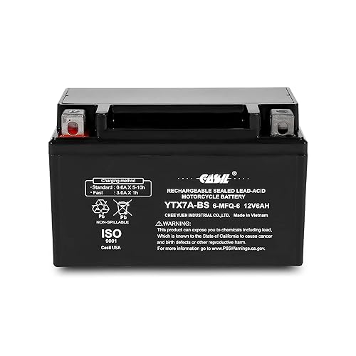 YTX7A-BS Battery 12V 6AH 105 CCA High Performance AGM SLA Power Sport Battery by Casil Battery