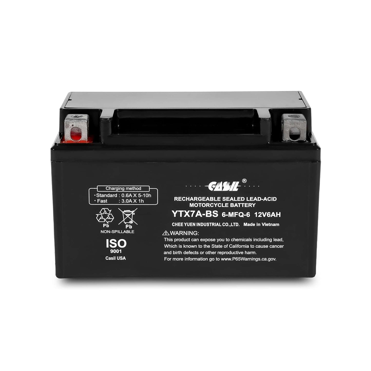 YTX7A-BS Battery 12V 6AH 105 CCA High Performance AGM SLA Power Sport Battery by Casil Battery