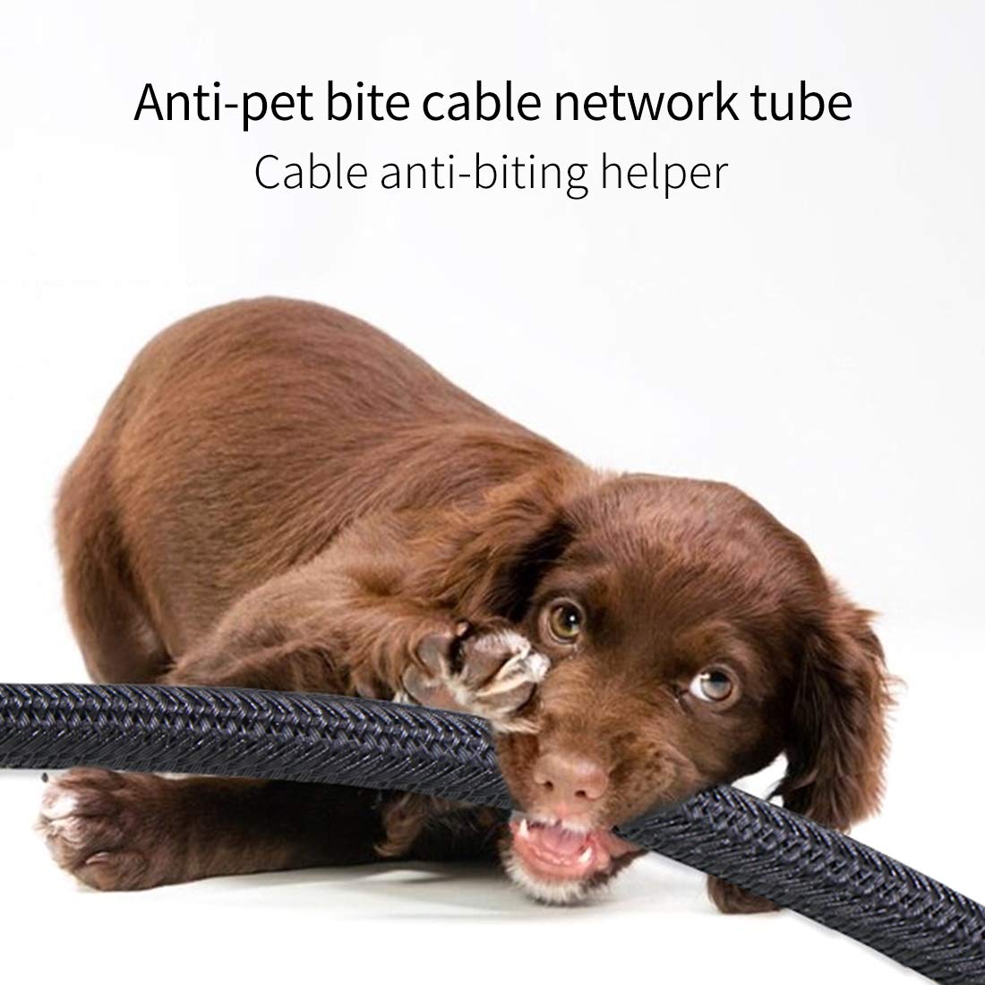 Cable Management Sleeve, Protect Cat from Chewing Cords Cord Protector Wire Loom Tubing Cable Sleeve Split Sleeving for TV/Computer/Home Entertainment