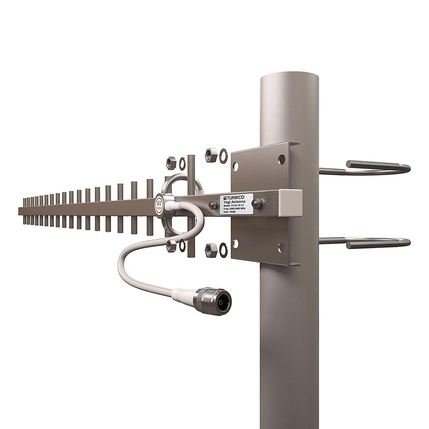 Tupavco TP513 Yagi WiFi Antenna 2.4GHz (17dBi) Outdoor Directional Signal (H:25° V:24°) Long Distance Range (High-Gain Weatherproof) Wireless Network
