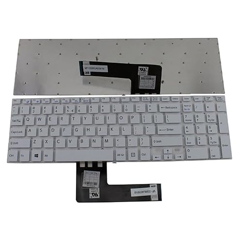 New Laptop Keyboard (Without Frame) Replacement for Sony Vaio Fit SVF152C29M SVF-152C29M SVF152C29L SVF15E, US Layout White Color