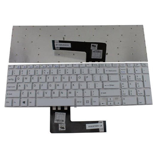New Laptop Keyboard (Without Frame) Replacement for Sony Vaio Fit SVF152C29M SVF-152C29M SVF152C29L SVF15E, US Layout White Color