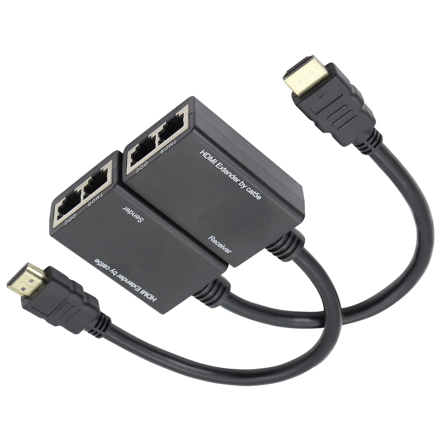 SHANFEILU HDMI Extender to RJ45 Over CAT 5e/6 Network LAN Ethernet Cable Adapter Signal Repeater 98ft 1080P HDMI Male to RJ45 Adapter 30M
