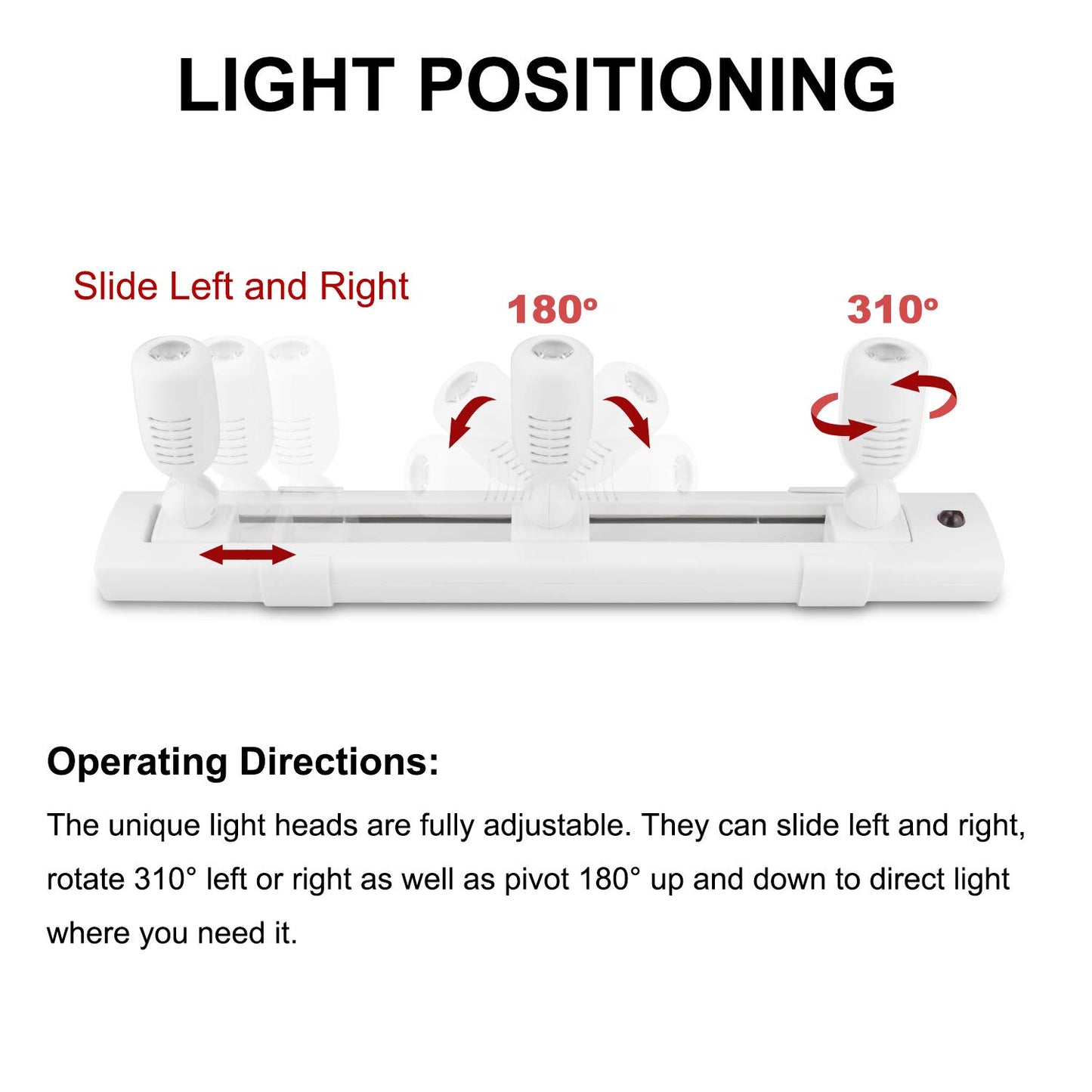 HONWELL Track Lighting LED Spotlights with 3 Rotatable Lights Heads, Under Cabinet Counter Lighting Plug in Accent Lights Remote Controlled Ceiling