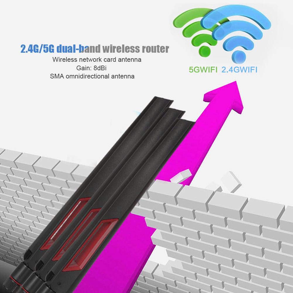 3Pcs Dual Band Router Antenna Router Adapter Antenna 8DBi High Gain Omnidirectional Network Card Antenna Fit for EX6200, AC15, AC68U, AC88U, AC3200