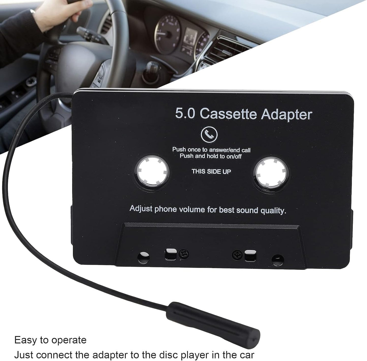 Car Audio Bluetooth 5.0 Cassette Receiver, Cassette Bluetooth Adapter for Car Tape Player, Wireless Cassette Aux Adapter with Hands-Free Calling