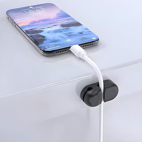 JacobsParts 2-Clip Multi USB Cable Organizer Cord Management Charger Clip Wire Holder for Desktop Office Home Nightstand