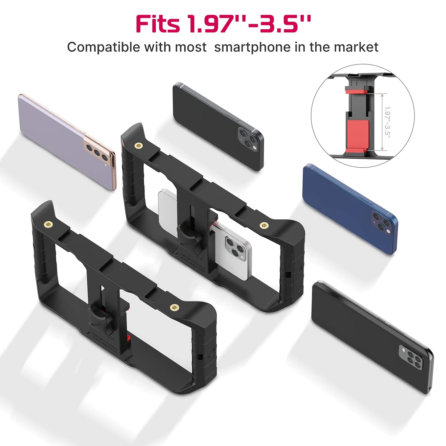 ULANZI U Rig Pro Smartphone Video Rig, Filmmaking Vlogging Case, Phone Video Stabilizer Grip Tripod Mount for Videomaker Film-Maker Video-grapher