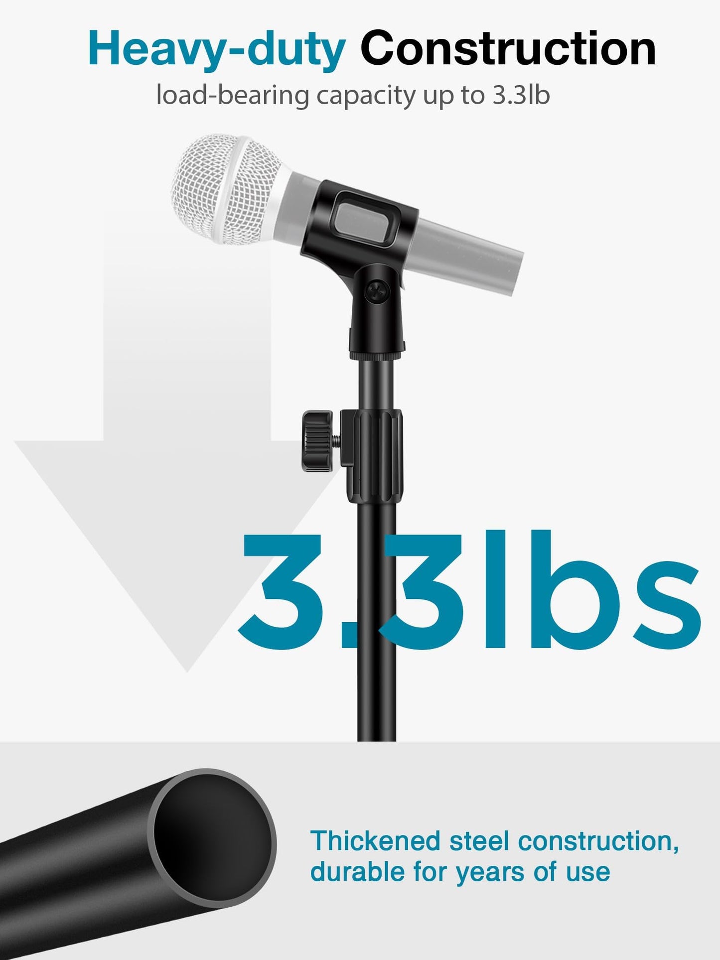 InnoGear Desktop Microphone Stand, Upgraded Adjustable Table Mic Stand with Mic Clip and 5/8" Male to 3/8" Female Screw for Blue Yeti Snowball Spark &
