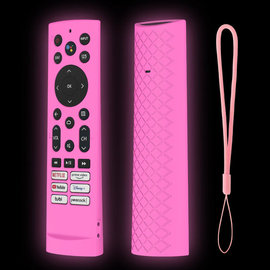 JCMOYUTY Silicone Case Cover for Voice Remote ERF3A90 for U7G U8 U9G Series 4K ULED, Glow Hot Pink Sleeve