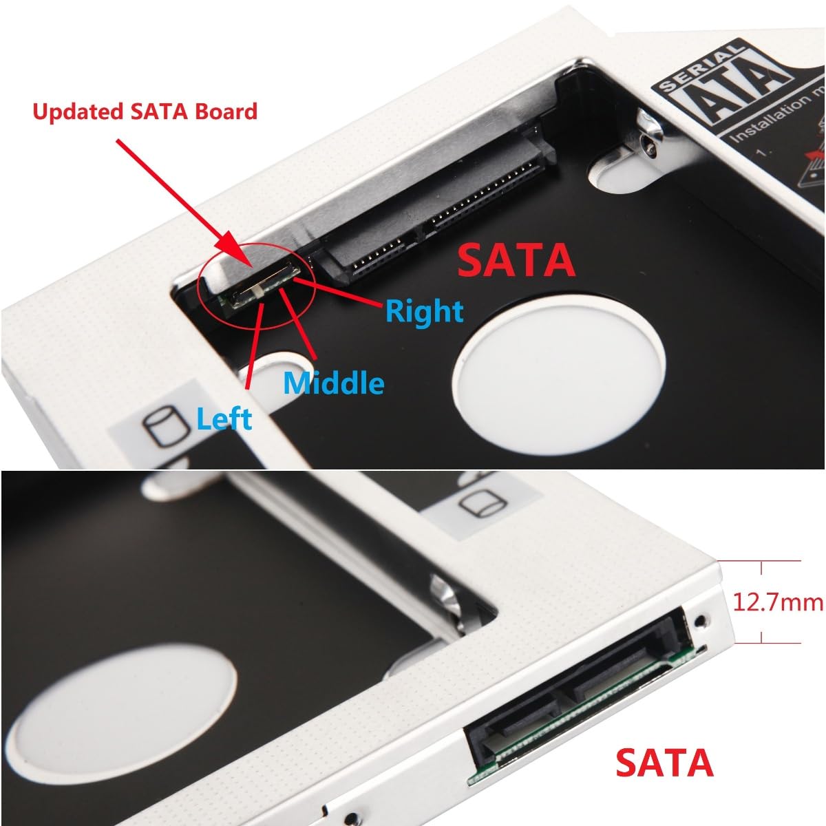 Deyoung 12.7mm 2nd HDD SSD Hard Drive Optical Bay Caddy Frame Tray for HP EliteBook 6930p 8440p 8530p 8540p with Matched Faceplate/Bezel and Mounting