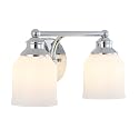 JONATHAN Y 14" Chrome Modern Farmhouse LED Vanity Light Wall Sconce Fixture, Frosted White Glass Shade, Dimmable Wall Lamp for Bathroom Mirror Kitchen