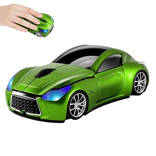 elec Space Cool Sport Car Shape 2.4GHz Wireless Mouse Optical Cordless Mice with USB Receiver for PC Laptop Computer 1600DPI 3 Buttons