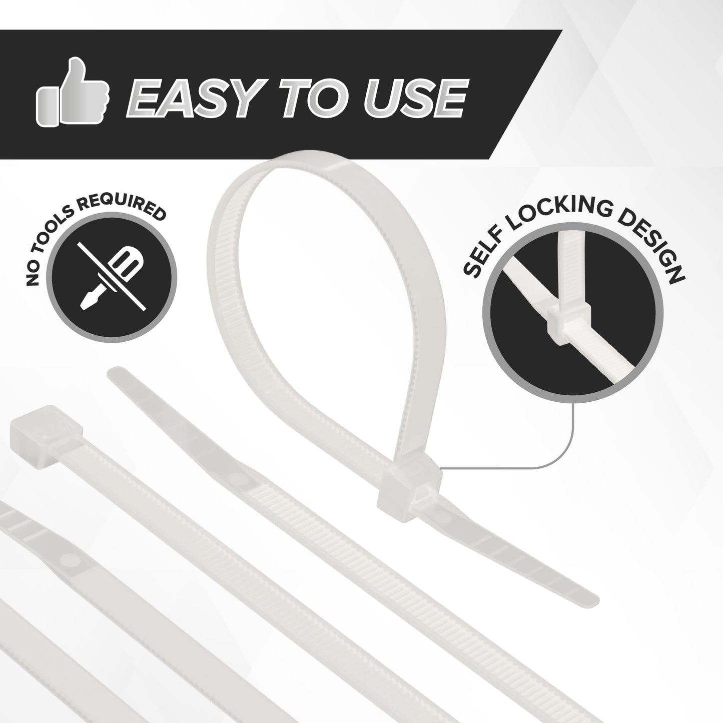 THE CIMPLE CO 7-Inch Zip Ties - Indoor/Outdoor Cable Ties for Cord and Wire Management, No Tools Needed - Strong Nylon Cable Holders 7 IN, 100 Pack