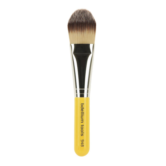 Bdellium Tools Professional Makeup Brush - 948 Foundation - Short Wooden Handle for Convenient Travel, For Applying Foundation (Yellow, 1pc)