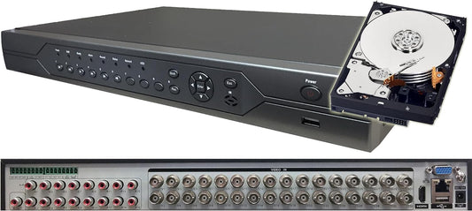 Sikker 32 Channel CCTV DVR with 10TB Hard Drive pre-Installed 25+ Days Constant Record - Support 5MP/1080P AHD/TVI/960H Analog Camera Home/Business