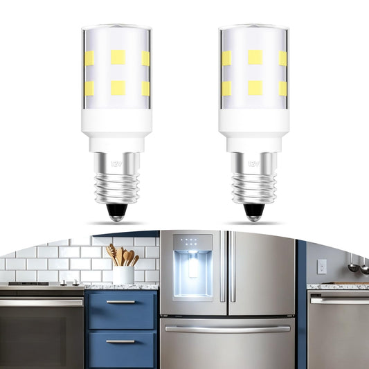 Makergroup 12V E12 LED Bulbs for Particular 12V Refrigerator Light Bulb Ice Maker Water Dispenser WR02X12208, WR01X37886, 416099 Daylight White 6000k