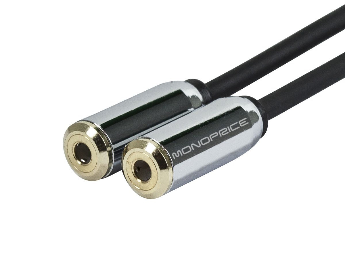 Monoprice 3.5mm Stereo Splitter - TRS Male to TRS Dual Female, Designed for Mobile, 0.5 Feet, Black