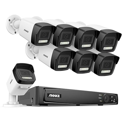 ANNKE 4K Surveillance Camera System, 8CH H.265+ NVR for 24/7 Recording, 8X 8MP PoE IP Camera with Mic, Smart Dual Light, Human&Vehicle Detection