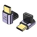AreMe 90 Degree USB-C Male to USB-C Female Adapter (2 Pack), Type-C Up and Down Right Angle 40Gbps PD 100W Fast Charging Connector for Steam Deck…