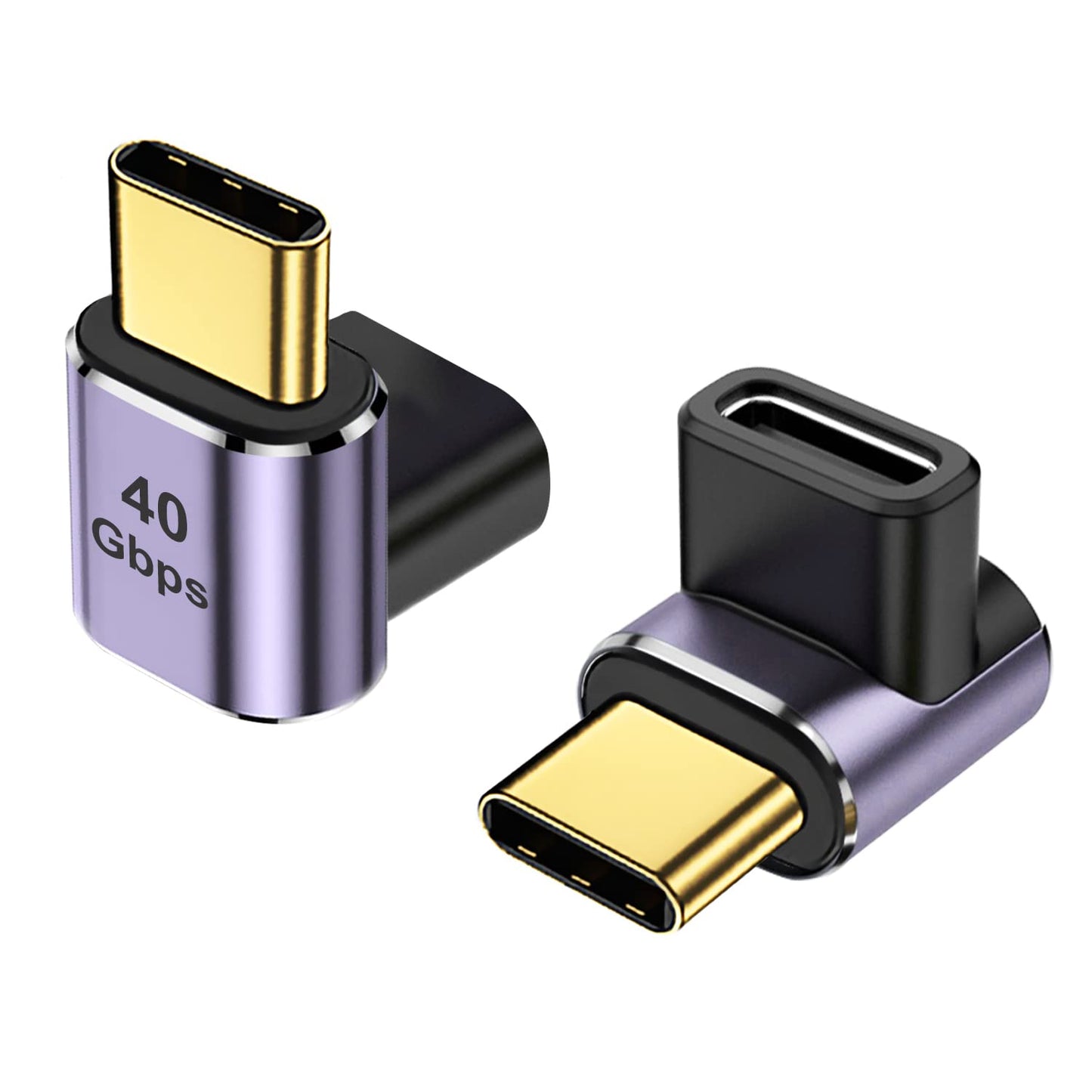 AreMe 90 Degree USB-C Male to USB-C Female Adapter (2 Pack), Type-C Up and Down Right Angle 40Gbps PD 100W Fast Charging Connector for Steam Deck…