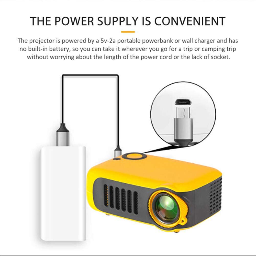 XNASU Mini Portable Projector, 800 Lumen Supports 1080P LCD 50,000 Hours Lamp Life Home Theater Video Projector Support Power Bank,