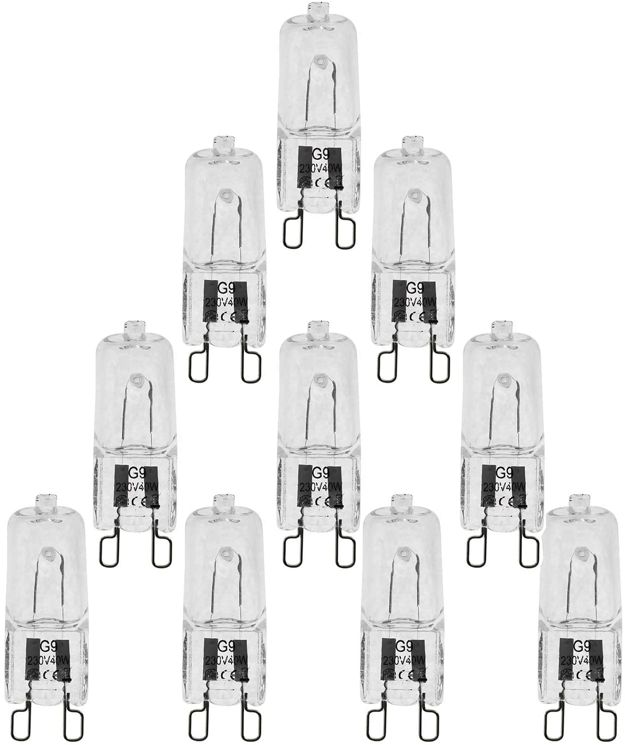 SQXBK Halogen Bulb 10PCS G9 T4 230V 40W Bi-Pin Base Warm White Halogen Light Bulbs