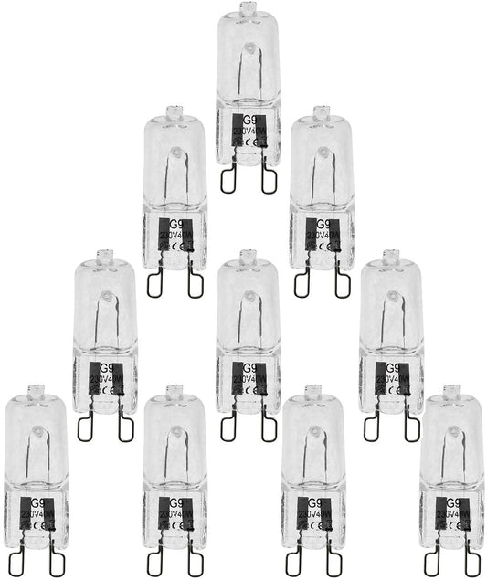 SQXBK Halogen Bulb 10PCS G9 T4 230V 40W Bi-Pin Base Warm White Halogen Light Bulbs