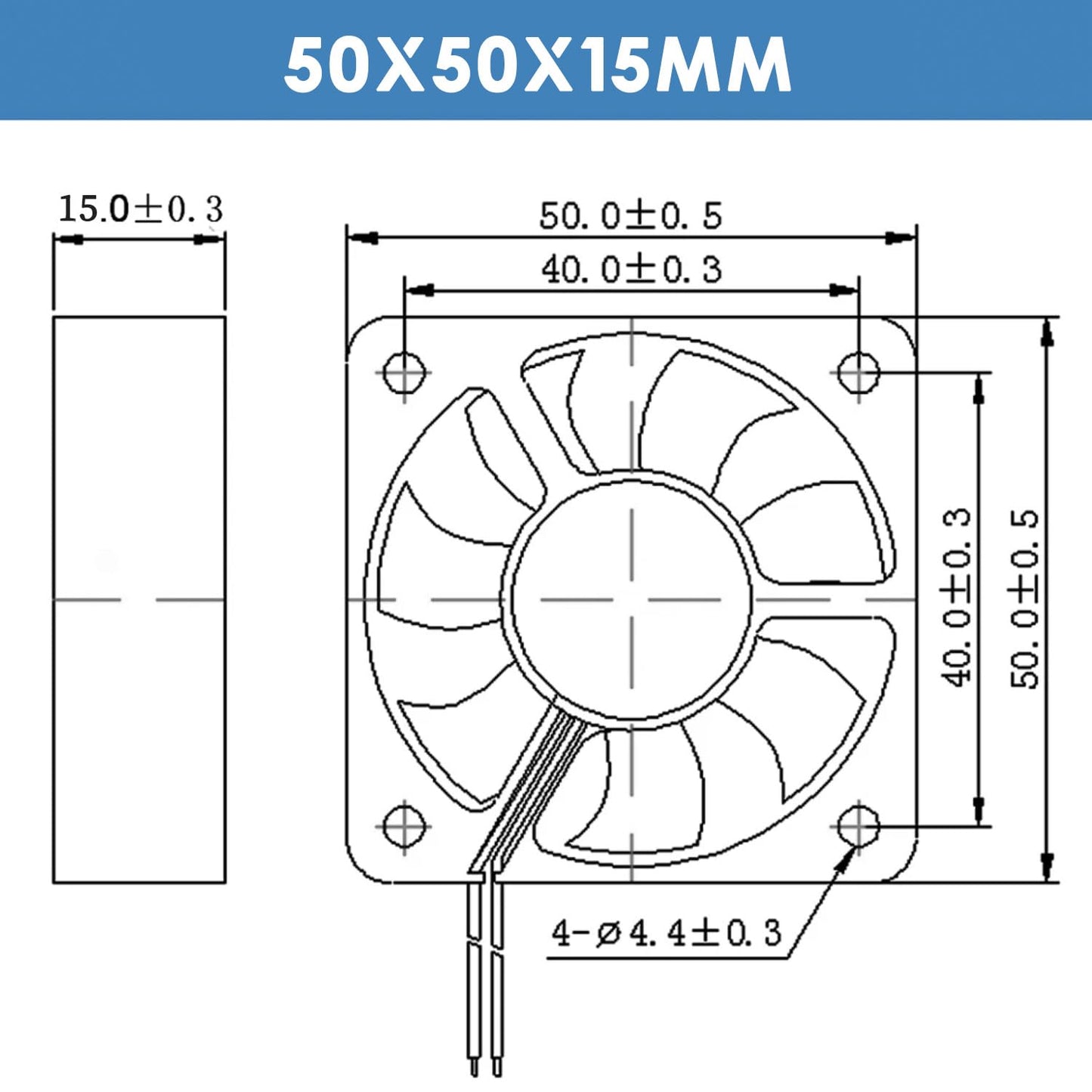 WINSINN DC 50mm Fan 12V 5015 Dual Ball Bearing Brushless Cooling 50x15mm 2PIN (Pack of 2Pcs)
