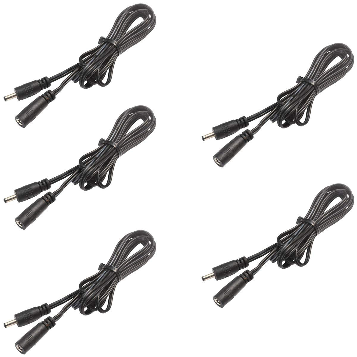 Lvyinyin Extension Cable for Under Cabinet Lighting Dimmable LED Puck Lights Linkable Strip Kit DC 12V 5ft 35-135 DC Connector (#35-135, 5 Packs