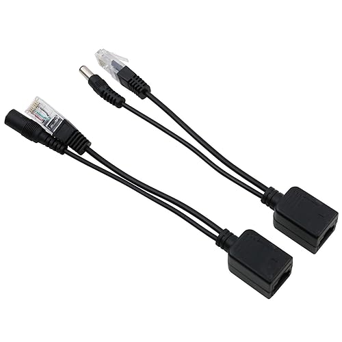 UHPPOTE Power Over Ethernet Passive PoE Adapter Injector + Splitter Kit PoE Cable (Black/Pack of 1 Pair)