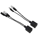 UHPPOTE Power Over Ethernet Passive PoE Adapter Injector + Splitter Kit PoE Cable (Black/Pack of 1 Pair)