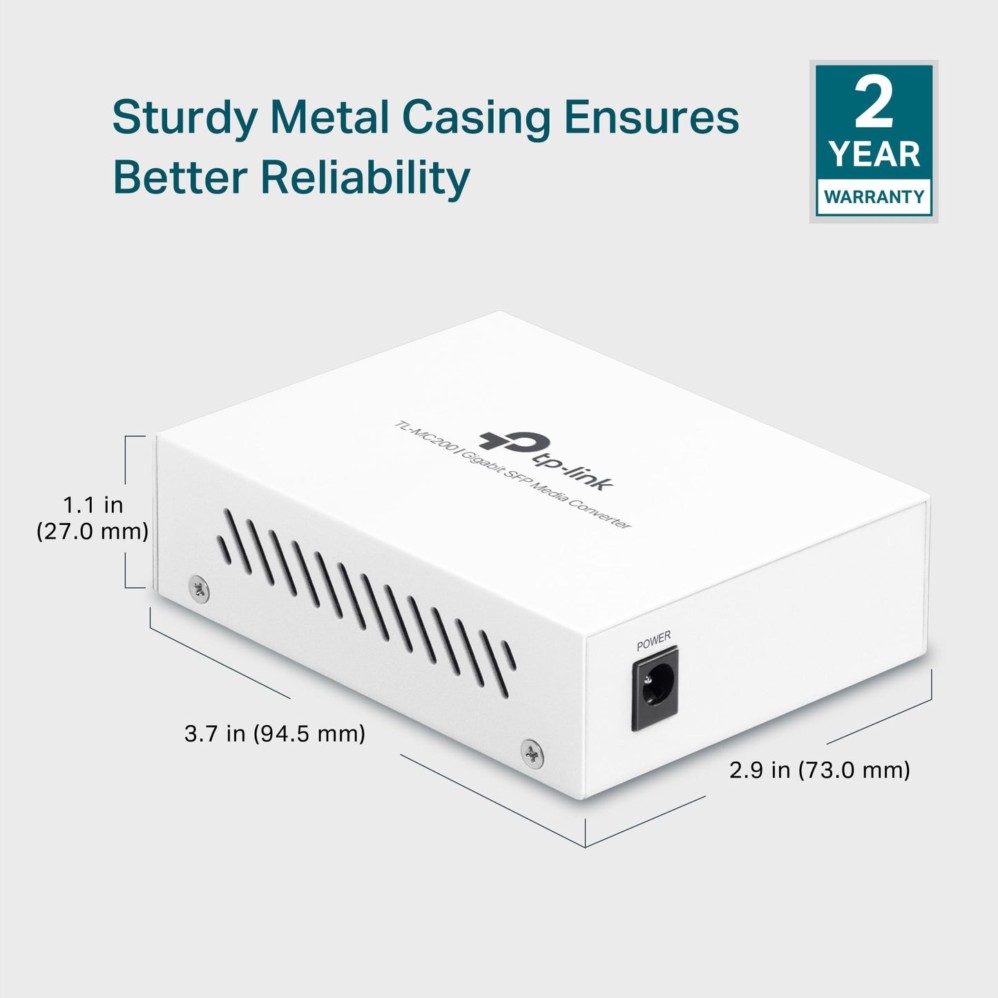 TP-Link TL-MC200 | Gigabit SFP to RJ45 Fiber Media Converter | Fiber to Ethernet Converter | Plug and Play | Durable Metal Casing | Versatile