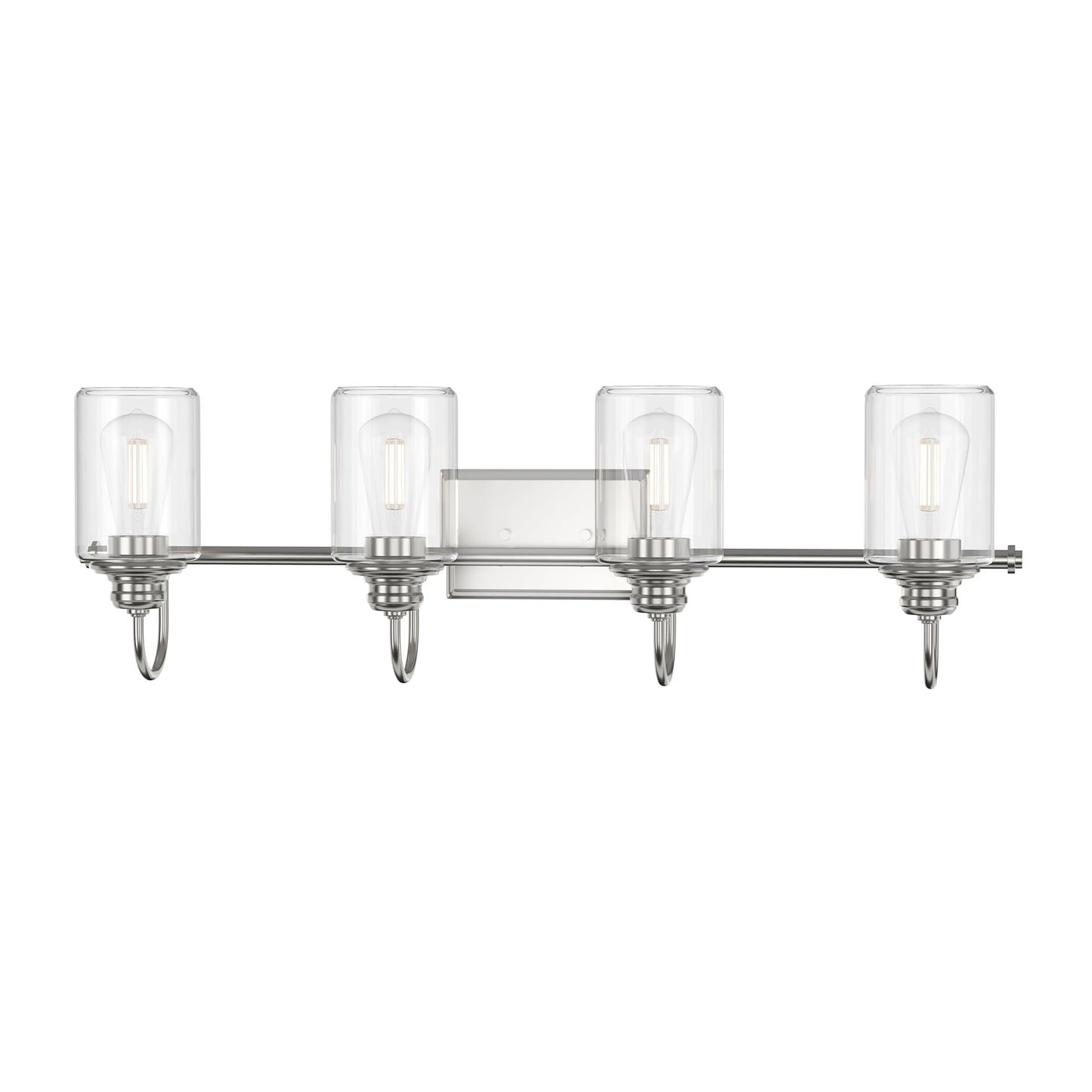 Progress Lighting P300323-009 Transitional Four Light Bath Bracket from Aiken Collection in Pewter, Nickel, Silver Finish,