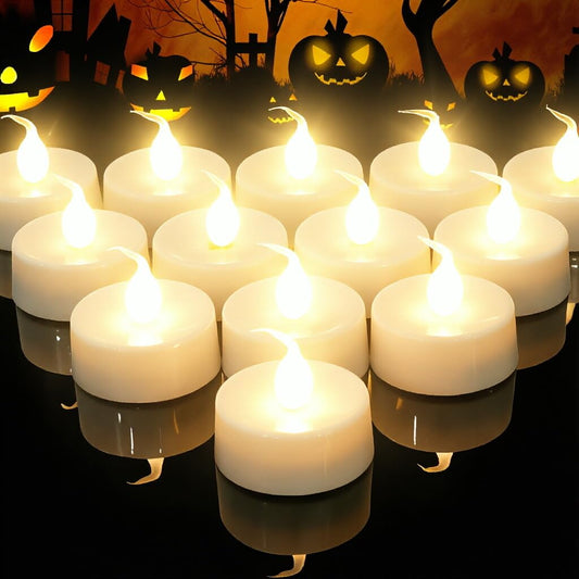 Topstone 12 pcs Flameless Candles with Timer,Timing Electric Tealight Candles,Battery Operated Fake Candles,Warm White Led Votive Candles