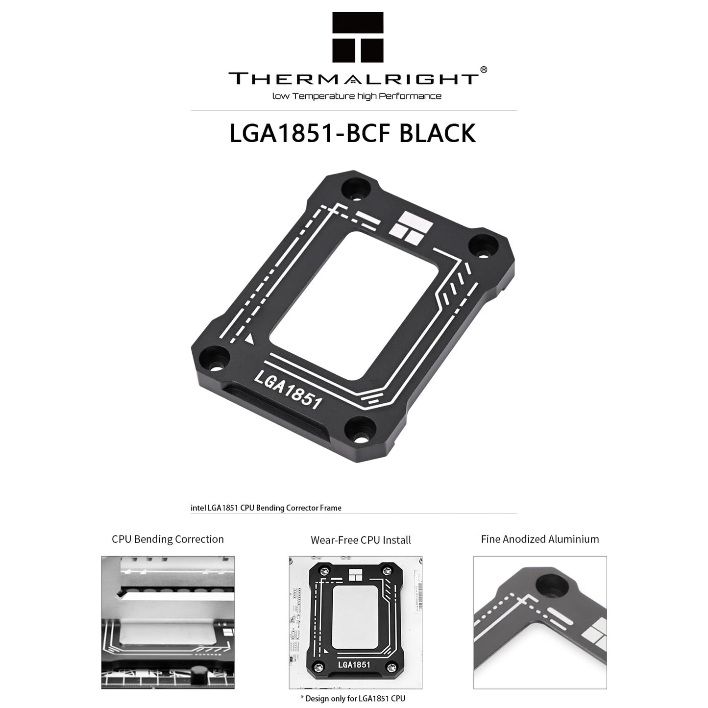 Thermalright Lga1851 BCF Black CPU Curved Pressure Plate,Specially Designed to Support Ultra 200s Series CPUs,Multiple Installations Will not Wear