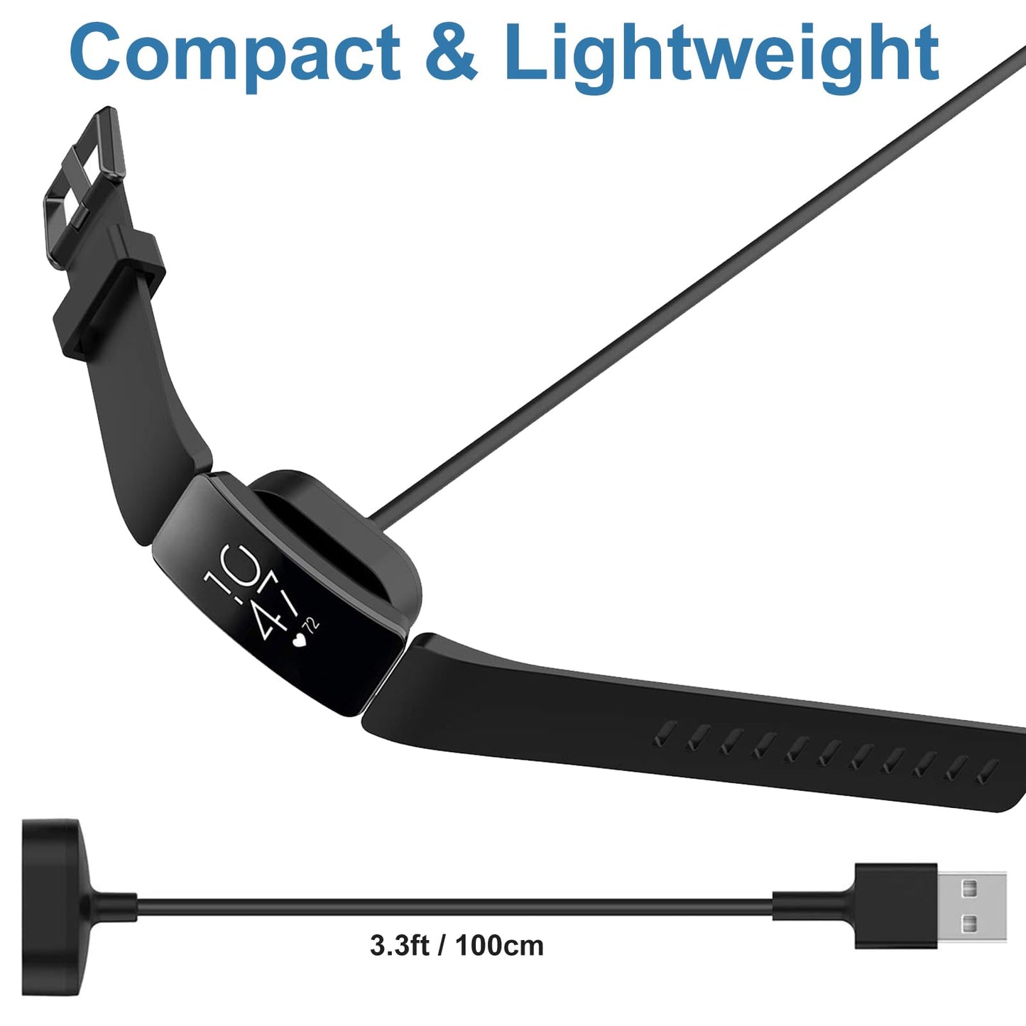EXMRAT Compatible with Fitbit Inspire Charger, Replacement Charging Cable Cord for Fitbit Inspire & Inspire HR Fitness Tracker (Black)